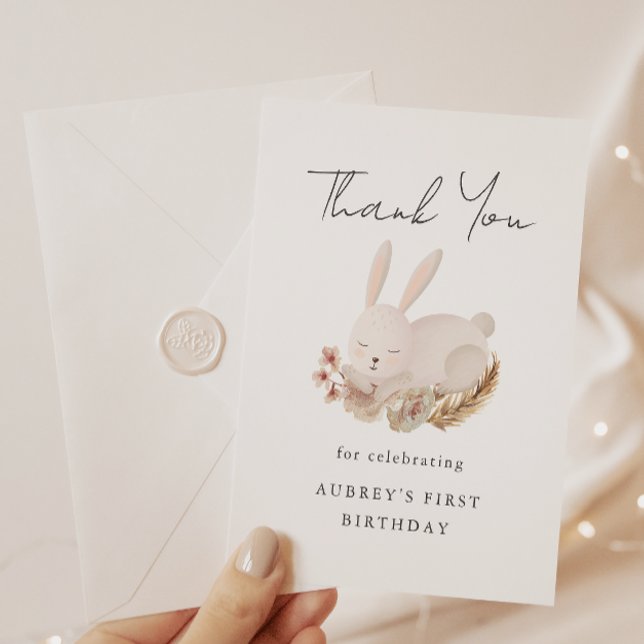 Primeiro Aniversário Obrigado com Coelhinho Bonito (Criador carregado)