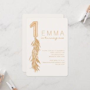 Primeiro Aniversário Pampas Balão Garland Convite