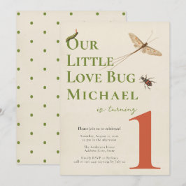 Primeiro Aniversário Pequeno Inseto Amor Convite P
