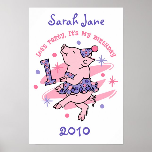 Primeiro aniversario Personalizado do Poster Tutu  (Frente)