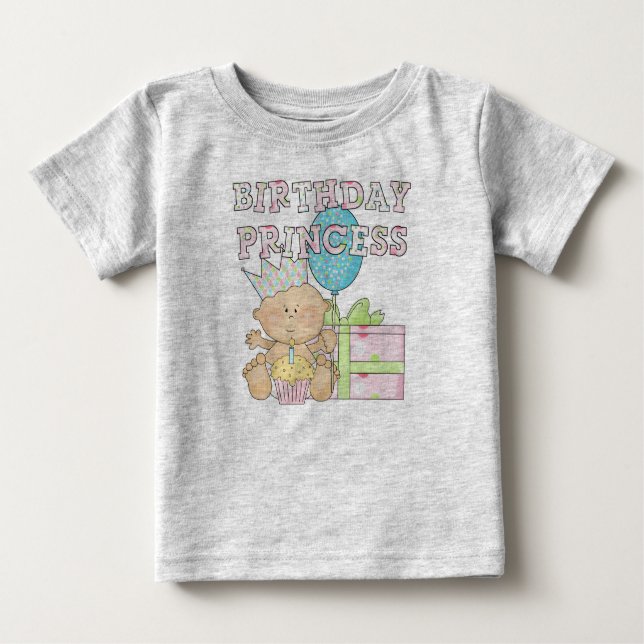 primeiro aniversario Princesa Com Camisetas De Cor (Frente)