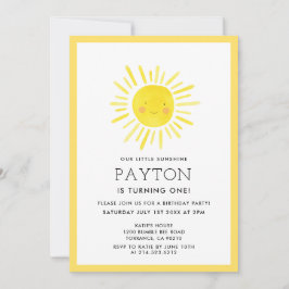 Primeiro aniversario Sun Tema Convite de festas Su
