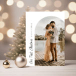 primeiro anúncio de casamento de Natal<br><div class="desc">Um design de fotos personalizado moderno com design de fotografia e arco. Você pode carregar sua própria imagem e editar. O texto e as cores podem ser personalizados.</div>