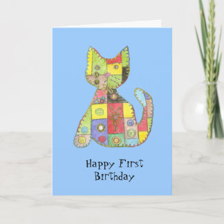 Primeiro cartão de aniversário com gato dos