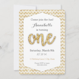 Primeiro Cartão de Aniversário do Glitter Dourado