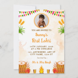 Primeiro Cartão de Convite Lohri, Cartão De Festa