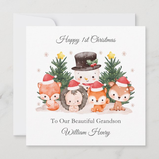 Primeiro Cartão de Natal para Amigos da Woodland (Frente)