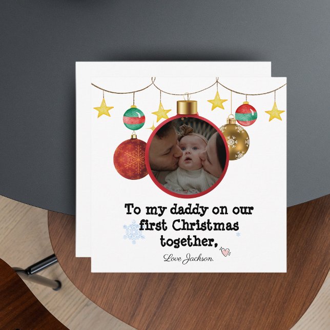 Primeiro Cartão de Natal Personalizado para Pai, F (Personalised First Christmas Card for Daddy)