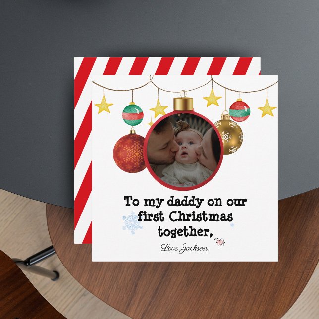 Primeiro Cartão de Natal Personalizado para Pai, F (Personalised First Christmas Card for Daddy with Photo 📷 )