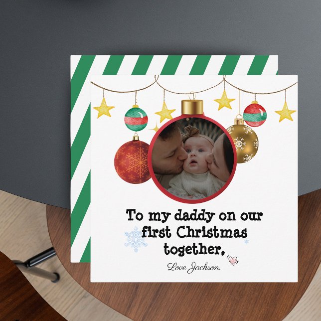 Primeiro Cartão de Natal Personalizado para Pai, F (Personalised First Christmas Card for Daddy with Photo )