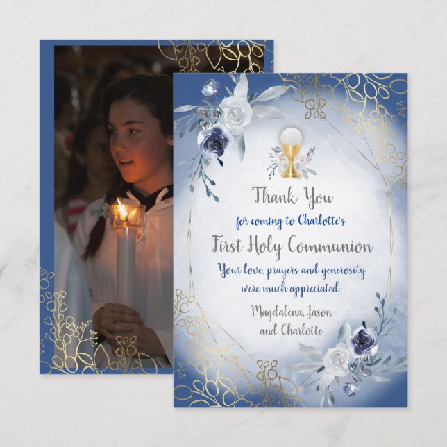 primeiro cartões de agradecimentos fotográfico com (Frente/Verso)