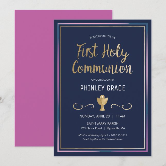 Primeiro Convite à Comunidade Sagrada - Elegante,  (Frente/Verso)