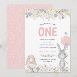 Primeiro Convite à Páscoa Coelhinha de Aniversário