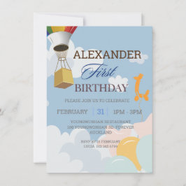 Primeiro Convite Azul de Aniversário Personalizado