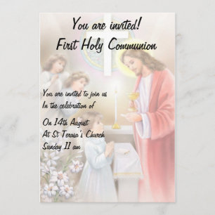 Primeiro convite da menina do comunhão santamente