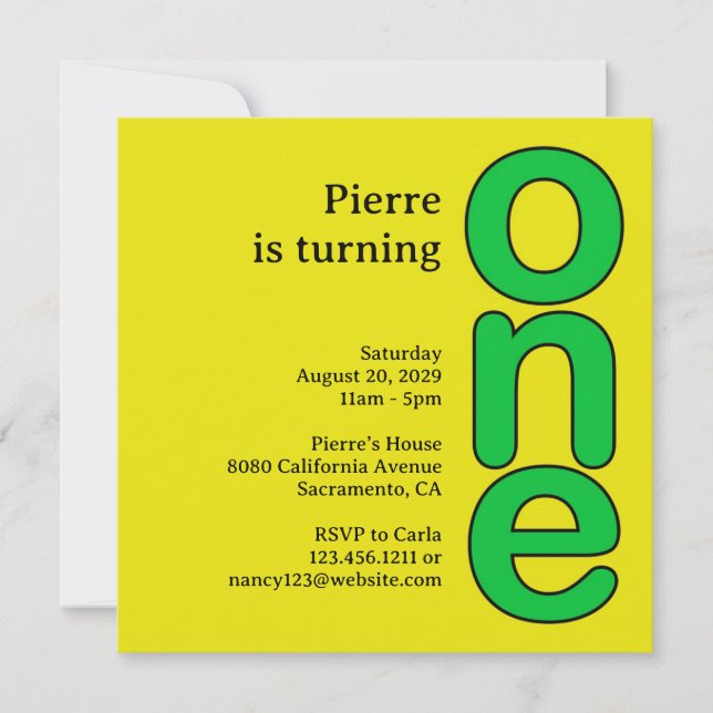 Primeiro Convite de aniversário (Frente)