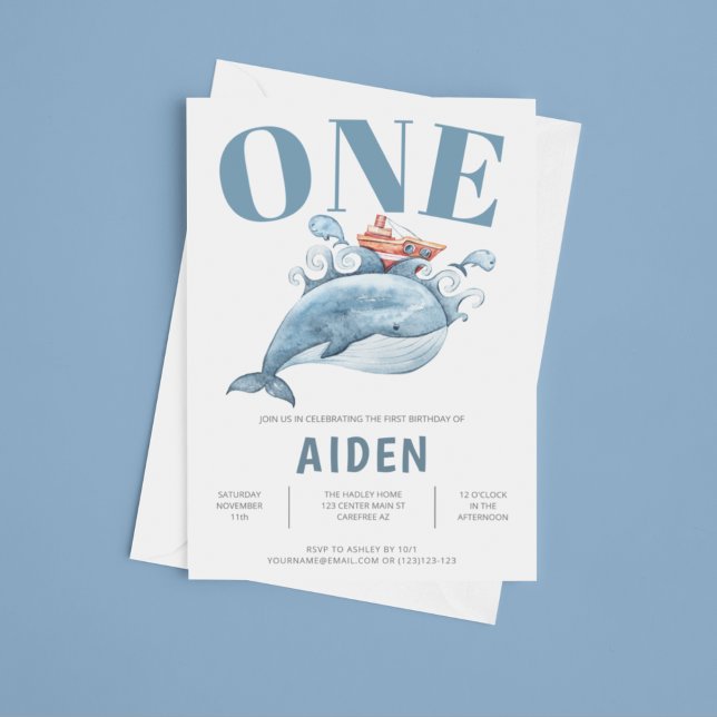 Primeiro Convite de aniversário de Baleia Azul (Criador carregado)