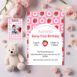 Primeiro Convite de aniversário de Berry Rosa e Ve