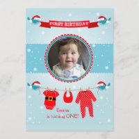 Primeiro Convite de aniversário de Foto de Natal