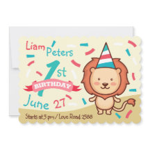 Primeiro Convite De Aniversário De Leão Feliz
