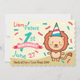 Primeiro Convite De Aniversário De Leão Feliz