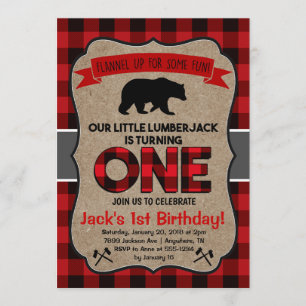 Primeiro Convite de Aniversário de Lumberjack