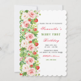 Primeiro Convite de Aniversário de Morango