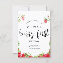 Primeiro Convite de Aniversário de Morango