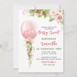 Primeiro Convite de Aniversário de Morango