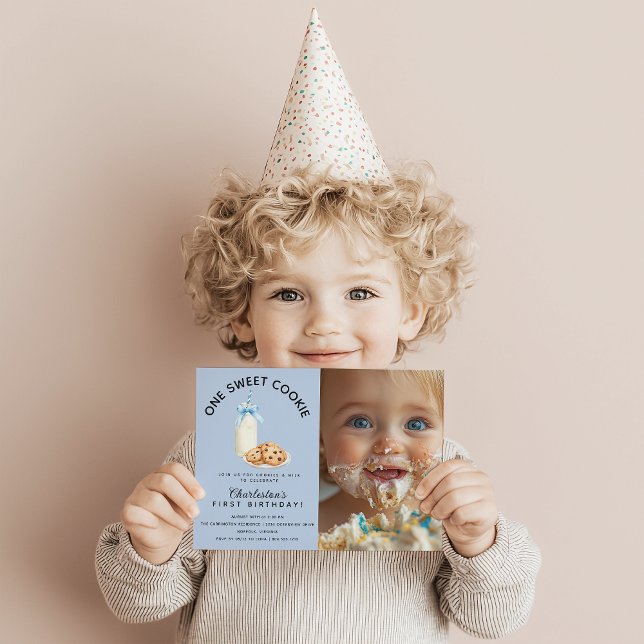 Primeiro Convite de Aniversário de Um Boneco (One Sweet Cookie Boy First Birthday Photo Birthday )