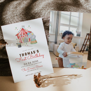 Primeiro Convite de aniversário do Circus Vintage