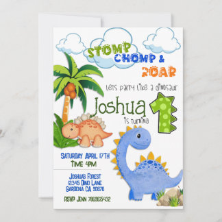 Primeiro convite de aniversário do Dinossaur
