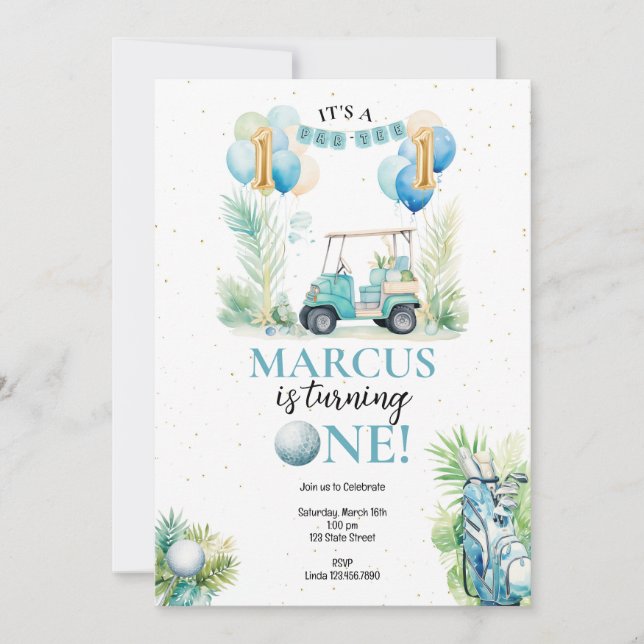 Primeiro Convite de Aniversário do Golf (Frente)