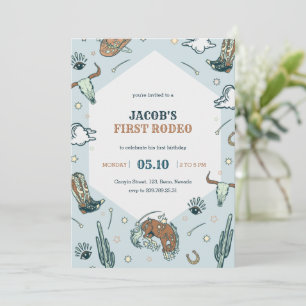 Primeiro Convite de Aniversário do Rodeo Cowboy Oc