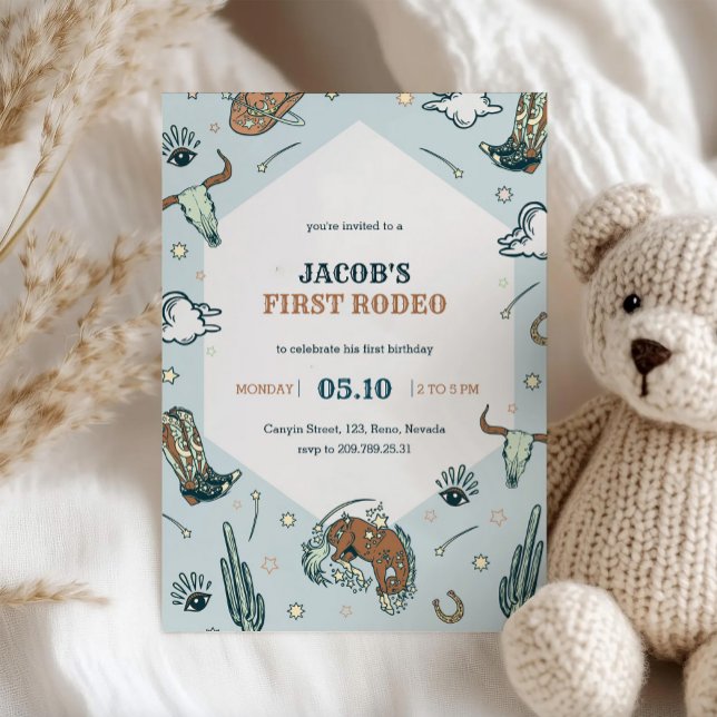 Primeiro Convite de Aniversário do Rodeo Cowboy Oc (Criador carregado)