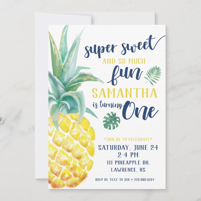 Primeiro Convite de Aniversário do Super Sweet Pin (Frente)