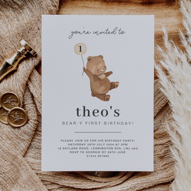 Primeiro Convite de Aniversário do Teddy Bear (Teddy Bear First Birthday Invitation)