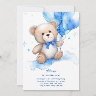 Primeiro Convite de Aniversário do Teddy Bear Boy