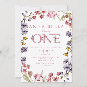 Primeiro Convite de Aniversário Floral