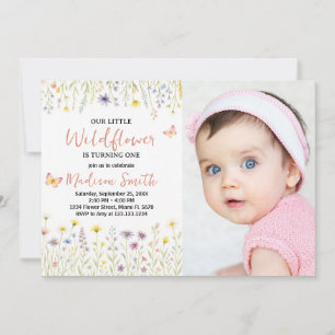 Primeiro Convite de Aniversário Floral com foto