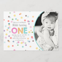 Primeiro convite de aniversário Girl Watercolor co