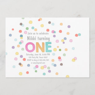 Primeiro convite de aniversário Girl Watercolor co