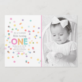 Primeiro convite de aniversário Girl Watercolor co