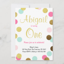 Primeiro convite de aniversário Menina Dourada Ros