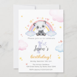 Primeiro Convite de Aniversário - Panda Bonita com