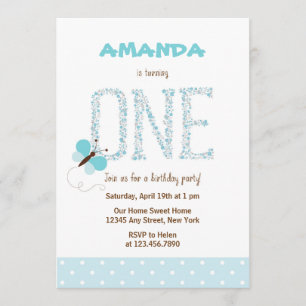 Primeiro Convite de Aniversário para Borboleta Az