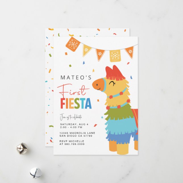 Primeiro Convite de aniversário para Fiesta - Piña (Frente/Verso In Situ)