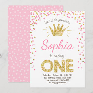 Primeiro convite de aniversário Princesa Dourada 