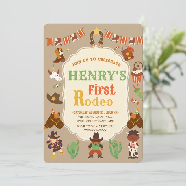 "Primeiro Convite de Aniversário Rodeo (Em pé/Frente)