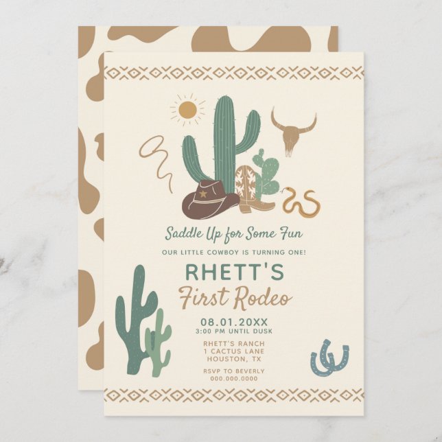 Primeiro Convite de Aniversário Rodeo (Frente/Verso)